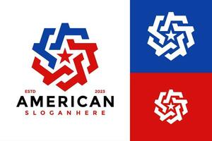 amerikan stjärna flagga logotyp design vektor symbol ikon illustration