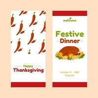 Restauranteinladung zum Thanksgiving-Gala-Dinner. Flyer-Layout vektor