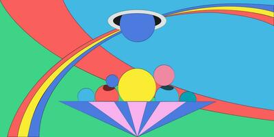 psychedelisch retro Kunst. inspirierend retro Poster mit geometrisch Elemente, retro Palette. vektor