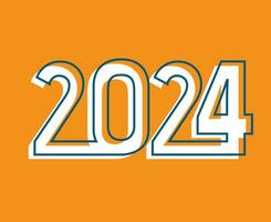 glücklich Neu Jahr 2024 Urlaub abstrakt Blau und Weiß Grafik Design Vektor Logo Symbol Illustration mit Orange Hintergrund