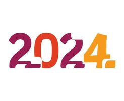 glücklich Neu Jahr 2024 Urlaub abstrakt lila und Orange Grafik Design Vektor Logo Symbol Illustration