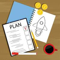 planen och investera i börja. investering i företag aning, planen och förvaltning, Start projekt, planera organisation vektor illustration