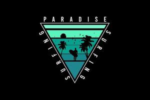 Surfparadies, Silhouette Retro-Vintage-Design vektor