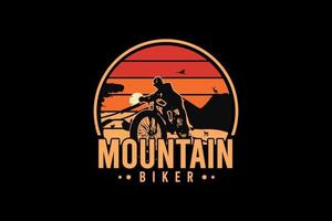 Mountainbiker, Retro-Vintage-Stil Handzeichnung Illustration vektor