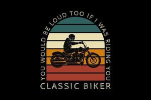 klassischer Biker, Design-Silhouette im Retro-Stil vektor