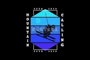 Montana Mountain Calling, Design Silhouette Retro-Stil vektor