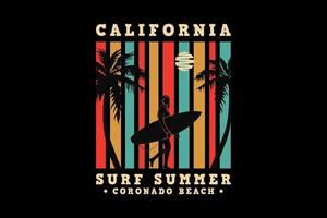 Kalifornien Surfsommer, Design Silhouette Retro-Stil vektor