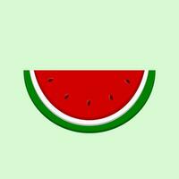 ein Scheibe von Wassermelone auf ein Grün Hintergrund vektor