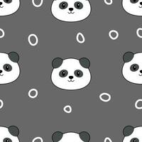 panda tecknad serie sömlös mönster bakgrund med grå bakgrund vektor