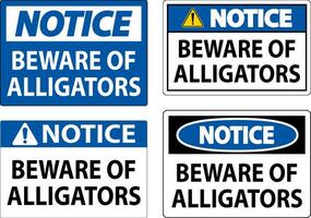 beachten Zeichen in acht nehmen von Alligatoren vektor