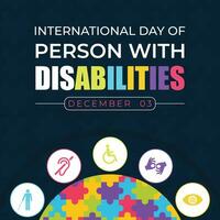 internationell dag av personer med funktionshinder idpd är berömd varje år på 3 december. till höja medvetenhet av de situation av Inaktiverad personer i Allt aspekter av liv. social media posta vektor
