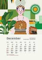 december en gång i månaden kalender med indonesien nationell Semester mall layout redigerbar text vektor