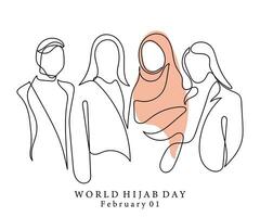 Vektor von Hijab Tag Das ist gefeiert jeder Jahr auf 1 von Februar.