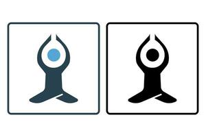 yoga ikon. ikon relaterad till meditation, fysisk och mental balans. fast ikon stil. enkel vektor design redigerbar