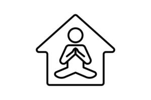 meditation Hem ikon. människor mediterar i Hem. linje ikon stil. enkel vektor design redigerbar
