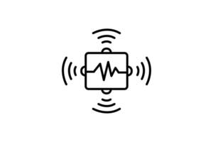 fortgeschritten Sensoren Symbol. Sensor mit Daten Wellen. Symbol verbunden zu Technologie. Linie Symbol Stil. einfach Vektor Design editierbar