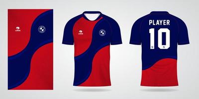 rot-blaue Trikot-Vorlage für Teamuniformen und Fußball-T-Shirt-Design vektor