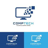skärm dator tech, reparation, tjänster logotyp vektor illustration