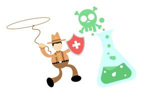 cowboy Amerika sluta farlig skalle varna fara toxisk laboratorium formel tecknad serie klotter platt design stil vektor illustration