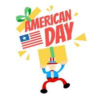 Onkel Sam Amerika Menschen und politisch National Tag Feier Karikatur Gekritzel eben Design Stil Vektor Illustration