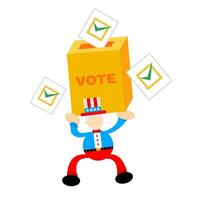 Onkel Sam Amerika und Gelb Abstimmung Box politisch Karikatur Gekritzel eben Design Stil Vektor Illustration