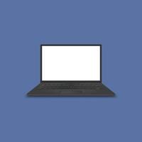 realistischer schwarzer Laptop-Computer mit leerem weißem Bildschirm