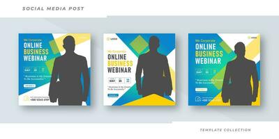 online Marketing Webinar Banner zum Sozial Medien Post Vorlage einstellen , korporativ Geschäft Beförderung Sozial Medien Netz Banner, Platz Flyer einzigartig Design Vorlage Profi Vektor