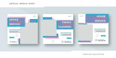 Haus Reinigung Dienstleistungen Sozial Medien Post Vorlage Design Profi Vektor