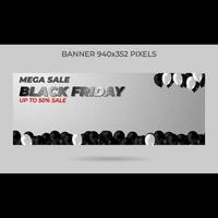 Mega Sale Black Friday Banner Ballon Illustration vektor