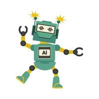 komisch Grün Roboter Karikatur Symbol vektor