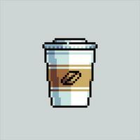 pixel konst illustration kopp av kaffe. pixelated kaffe. en kopp av kaffe pixelated för de pixel konst spel och ikon för hemsida och video spel. gammal skola retro. vektor