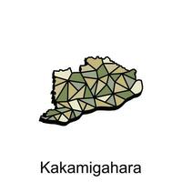 Karta stad av kakamigahara design, hög detaljerad vektor Karta - japan vektor design mall, lämplig för din företag