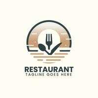 Restaurant Logo Design mit Gabel und Löffel vektor