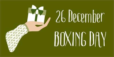 boxning dag försäljning 26 december baner. befordran design bakgrund med text. tecknad serie vektor platt illustration, mall för affisch, baner, flygblad, kort, posta. lägst pris, kampanj, bäst handla.