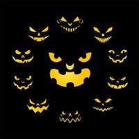 Halloween Dekoration Kürbis Gesicht Lichtelement Sammlung vektor