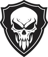 Stealth Wächter schwarz Logo mit Schädel Schild kryptisch Zitadelle Schädel Schild Symbol Design vektor