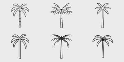 einstellen von Symbol Palme Baum Logo Linie Kunst Jahrgang Vektor Illustration Vorlage Symbol Grafik Design