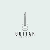 Gitarre Linie Kunst Logo Vektor Illustration Vorlage Grafik Design