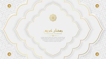 Ramadan kareem Arabisch islamisch Weiß und golden Luxus Zier Laterne Hintergrund vektor
