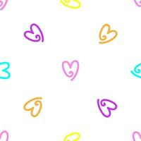 Vektor hell isoliert Illustration mit multi Farbe Herz Symbole. nahtlos Muster mit Hand gezeichnet Objekte - - Symbol von Liebe und Romantik. Hintergrund zum Geschenk Papier auf glücklich Valentinsgrüße Tag