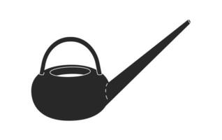 vektor isolerat illustration med platt vattning burk. pott är equiment till vård och Lägg till för växter och blommor, svart form. eleganta orange dishware till koka upp kinesisk te eller laga mat kaffe. vit bakgrund