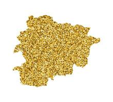 Vektor isoliert Illustration mit vereinfacht Andorra Karte. dekoriert durch glänzend Gold funkeln Textur. Weihnachten und Neu Jahr Feiertage' Dekoration zum Gruß Karte.