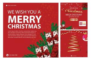 vektor mall social media posta, baner, affisch glad jul firande och dekoration för pris kampanjer i vinter, jul i december.
