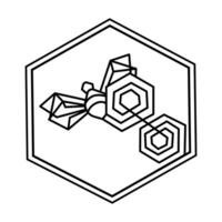 Biene und Bienenwabe Linie Logo Symbol Emblem Design auf ein Weiß hintergrund.vektor Illustration von ein Honig Biene im ein stilisiert linear Stil zum drucken, Marke, Dekoration.kreativ Logo vektor