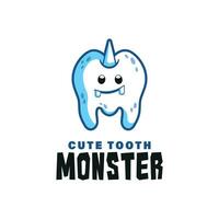 süß Blau Zahn Monster- Logo Vorlage vektor