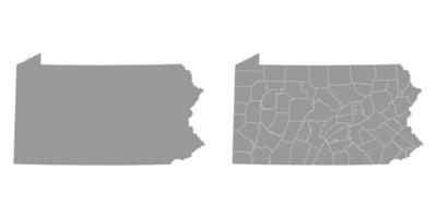 Pennsylvania stat grå Kartor. vektor illustration.
