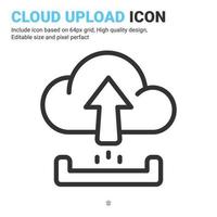 Cloud-Upload-Symbol Vektor mit Umriss-Stil auf weißem Hintergrund. Vektorillustration, die Zeichensymbol-Icon-Konzept für digitales es, Logo, Industrie, Technologie, Apps, Web und alle Projekte hochlädt