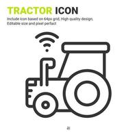 Traktor-Symbol Vektor mit Umriss-Stil auf weißem Hintergrund. Vektorillustrations-Maschinenzeichensymbol-Symbolkonzept für digitale Landwirtschaft, ui, ux, Logo, Geschäft, Landwirtschaft, Apps und alle Projekte