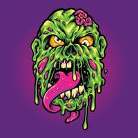 Zombie-Kopf-Horror-Cartoon-Illustrationen vektor