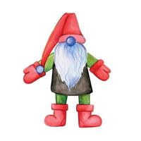 Weihnachtszwerg. gnome weihnachtsmann aquarell vektorillustration vektor